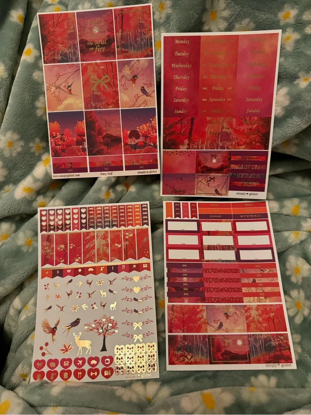 Simply Gilded Fiery Fall October 2024 Subscription Stickers Stationary Set